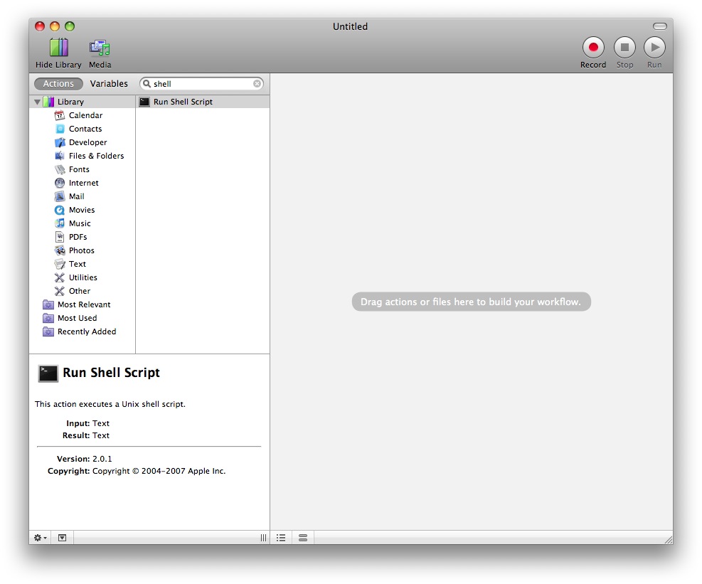 Automator Window